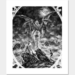 Devilish Wanderer Above the Sea of Fog and Dead Souls - Lucifer, Succubus, Fallen Angel, poster Posters and Art